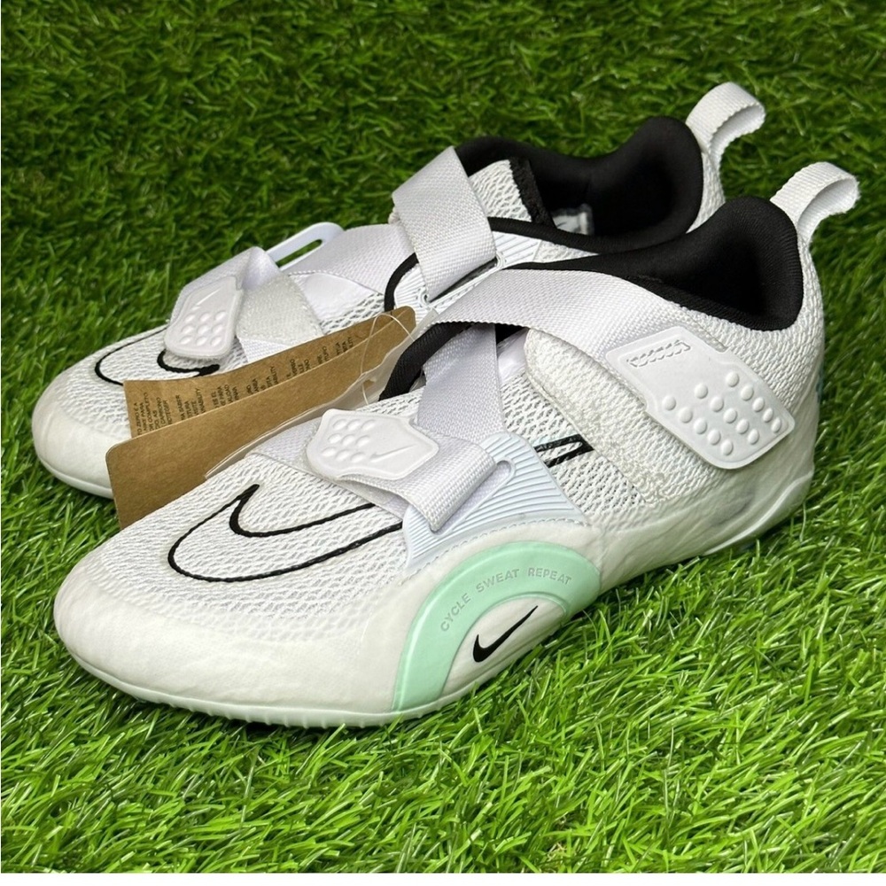 Nike Kids White and Black Sneakers with Mint Accents